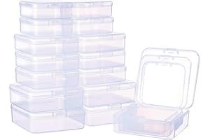 BENECREAT Juego de 27 recipientes rectangulares de plástico Transparente de Varios tamaños, con Tapa, para Cuentas pequeñas, joyería y Otros artículos pequeños, plástico, 27pcs-3 Size-Square