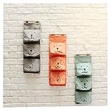 Inwagui Baumwollspitze Bad Kleinbeträge Aufbewahrungstasche Finishing 3-Taschen Gadget Pouch Organizer Wandtasche Faltbar Tasche-Grey - 4