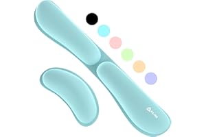 KLIM Wrist Rest - Set Poggiapolsi Tastiera e Poggiapolsi Mouse - Schiuma di memoria al gel - Poggia Polsi mouse + Poggia Polsi per Tastiera - per il Gioco e l'Ufficio - Antidolorifico - Azzurro
