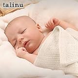 TALINU Erstlingsdecke mit Geschenkschleife aus 100 % Baumwolle | mit 2 Jahren Zufriedenheitsgarantie | Babydecke, Kuscheldecke, Strickdecke - 4