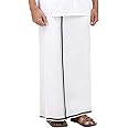 YETTALAN® Mens Thick Border 100% Cotton Dhoti 2.00 Meters Pure White Mundu/Vesti