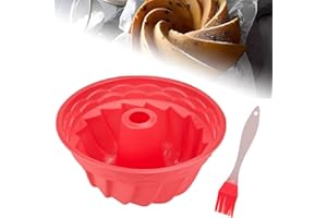 WETARENDA Gugelhupfform Silikon Backform Silikonform Gugelhupf Ø23cm Kuchenform Rund Silikonbackform Rot Napfkuchenform Antih