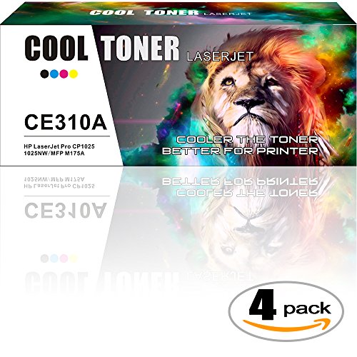 4 Pack Cool Toner kompatibel Toner CE310A CE311A CE312A CE313A (126A) Tonerkartusche für HP Color LaserJet Pro CP1025 CP1025NW, TopShot LaserJet Pro M275, LaserJet Pro 100 Color MFP M175A M175NW, Schwarz-1200 Seiten, Cyan/ Gelb/ Magenta-1000 Seiten