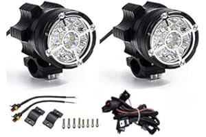 KASER Phares LED de Moto Projecteur Avant Feux de Brouillard Supplémentaires pour Moto Quad avec Interrupteur et Support de Montage 45W 3000 LM 12V-80V
