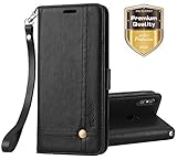 Ferilinso Cover Xiaomi Mi 8 Custodia, Cover pelle elegante retrò con Custodia Slot Holder per carta di credito Custodia di chiusura magnetica per flip per Xiaomi Mi 8(Nero)