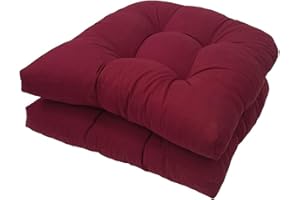 FYHTC 2 Pieces U Shaped Cushion Sofa Rattan Chair Cushion Wicker Seat Cushion Chair Cushion for Indoor and Outdoor Use, Patio Cushion(Wine red)