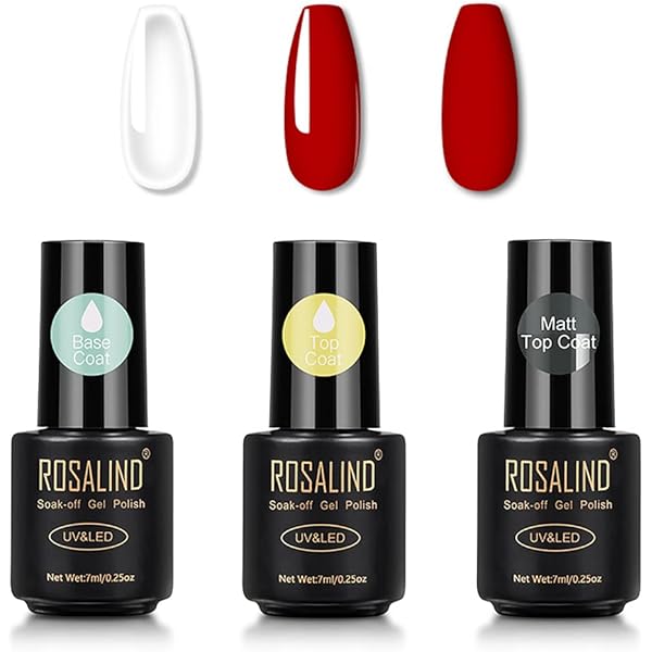 ROSALIND Gel Nagellack 24 Pcs Mörk Färg Grå Naglar Sosa färger 