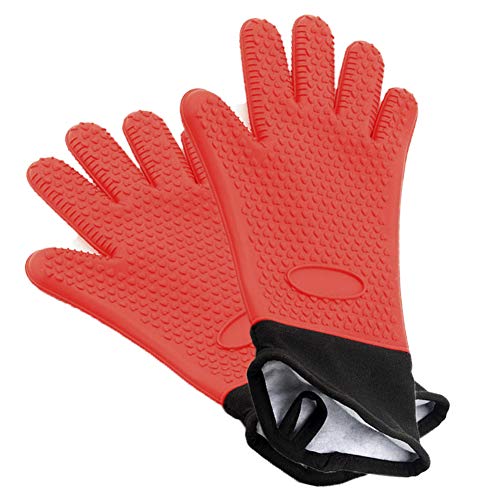 EDJIAN Lot de 2 Gants en Silicone résistants à la Chaleur pour Barbecue, Barbecue, Cuisson et Cuisson