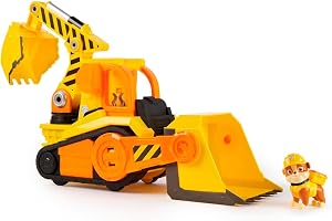 Rubble and Crew, Bark Yard Deluxe Bulldozer Konstruktion lastbil leksak med ljus, ljud och Rubble actionfigur, barnleksaker för pojkar och flickor i åldern 3+