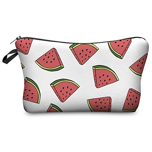 Women's Girls Make Up Bag Wash Bag Toiletry Cosmetics Wallet Pencil Pen Holder Organiser Pouch Case (L22 x H14 x W8 cm, Watermelon White)