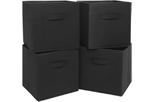 Clay Roberts Storage Cubes, Storage Boxes, Pack of 4, Black, Fabric Basket Set for Storage Units, 25cm x 25cm x 25cm, Black Baskets, Boxes, Box, Unit Cubes