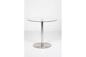Round Glass Top Pedestal Table | Small Clear Glass Kitchen Dining Table | 80cm Modern Circular 2 - 4 Seater Breakfast Bistro Table | Target by Modern Furniture Direct