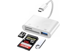 USB C Kartenleser, USB C auf Micro SD TF Speicher Kartenleser, Kartenlesegerät Typ C auf USB Kamera Speicherkartenleser Adapter für iPhone 15/Pro Max/Pro/Plus/iPad Pro/MacBook Pro/Air, Samsung Galaxy