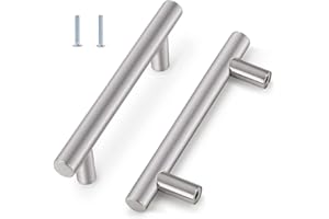 Yomiro 5 Stück Schrankgriffe Möbelknöpfe Edelstahl Möbelgriffe Metall Griffe für Küchenschränke Griffe Möbel Türgriff Küche Küchengriffe Schubladen Griffe Gebürstet, Silber, Bohrlochabstand: 64 mm