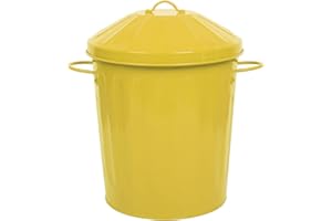 CrazyGadget® Metal 15 Litre 15L Small Tapered Round Colour Recycle Dustbin Paper Rubbish Waste Bin with Lid (Yellow)