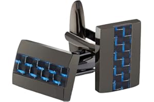 Mr.Van Bouton De Manchette Homme, Fibre de Carbone Cufflink Classique Rectangle pour Chemise Mariage Business, Laiton