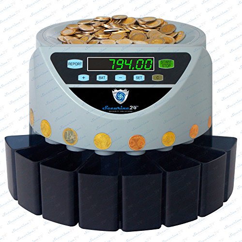 Preisvergleich Produktbild Münzzähler Münzzählmaschine Münzsortierer Geldzählmaschine SR1200 von Securina24® (Silbergrau - Blacklabel - GBB)