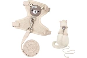 XYTAHDM Kaninchen Leine,Verstellbare Hasenleine,120cm Weiches Kaninchen Leine,Hasen Zubehör,Kaninchen Zubehör,Kaninchen Geschirr Für Kaninchen, Katzen Und Andere Kleine Haustiere,für 1–1,5 kg,Beige