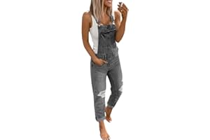 Onsoyours Salopette Donna Jeans Retrò in Denim Lunga Regolabile Cinturino Senza Maniche Tute Baggy Pantaloni Dungarees Overall Jumpsuit con Tasche