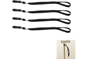 FBTOPNUM Lot de 4 dragonnes pour canne de marche sangles de poignet, bracelet pour canne de marche, boucle de poignet noire pour béquilles, bâtons de randonnée béquilles et accessoires