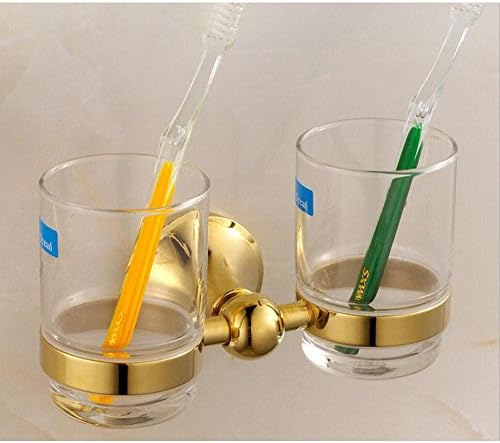 X&amp;L Brush your teeth rinse toothbrush holder Cup holder Cup glass double Cup holders continental Golden bathroom shelves , bright chrome