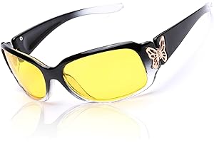 LVIOE Lunettes de conduite de nuit anti-reflets pour femmes avec verres jaunes polarisés Lunettes de vision nocturne