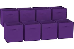 GREATOOL Caja de Almacenaje Plegable, Pack 8 Unidades 31x31x31cm, Cajas organizadoras en Tela, Caja para organizar Ropa, Juguetes y Sábanas en Armarios (8 Unidades, Violeta)