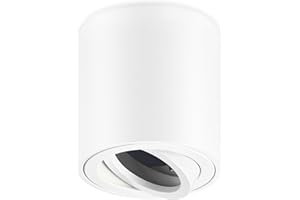 GeyouLux Spot en saillie Orientable, Plafonnier Spot GU10 230V, Spots de Plafond Ø80x84mm, Plafonnier Luminaire LED douille gu10, Downlight Lampe éclairage pour GU10 et LED modules, Blanc-Rond
