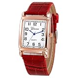 Juliyues Uhren Frauen,Damen Sport Rechteck Strass Kunstleder Armband Quarz Armbanduhr Geschäftsuhr Armbanduhren