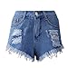 Produktbild Btruely-Shorts Damen Sommer Jeans High Waist Shorts Damen Quaste Loch Kurze Hose Skinny Jeans Sommer Hosen (Asia Größe L, Blau)
