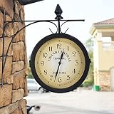 Bahnhofsuhr zweiseitige Wanduhr Wohnzimmer wetterfest Uhr Retro Antik Stil Garten Uhr Küchenuhr Quartz Bürouhr GRAND CENTRAL Uhr - 3