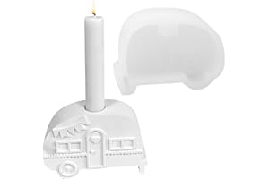 BRISKORE Camping Bus Silikonform Kerzenhalter, DIY-Busform Camping Bus Kerzenhalter Silikonform Stabkerzen Gießform Beton Kerzenhalter 3D Silikonform Campingbus für Stabkerzen und Teelichter