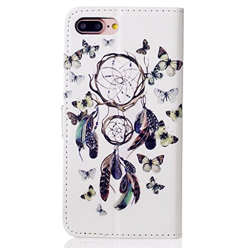 MUTOUREN Schutzhülle Case für iPhone 7 Plus (5.5 Zoll) Prägung Blumen Geprägte indische Mandala Muster Buch-Stil Bookstyle Handyhülle Schutzhülle Taschen Anti-scratch Bumper et Shock Absorption Magnetverschluss Magnet Etui + Metall Touch-Pen, Traumfänger und Schmetterling - 3