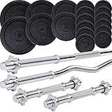 Fortgeschrittene und Profis: Stangen aus massivem Stahl mit hohem Eigengewicht, langlebige robuste Guss Hantelscheiben