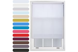 FURNISHED Daylight Roller Blind Trimmable Blinds Window Shade - Easy Install Non-blackout Fabric Complete Roller Blind Kit for Kitchen Living Room Bedroom, White, 120W x 210H cm