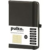 PULKO Notebook Klasik, 196 Sayfa, Termo Suni Deri Kapak, &Ccedil;izgili Not Defteri, 9x14cm, 036, Siyah