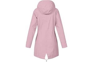 GENERIC Veste de pluie pour femme - Couleur unie - Imperméable - Veste softshell doublée avec rayures - Veste respirante de mi-saison - Printemps - Automne - Veste à capuche légère - Fermeture éclair - Taille