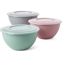 2friends Salatschüssel mit Deckel 3er Set Rührschüssel 5L, lebensmittelechter BPA-freier Kunststoff, Größe Schüssel mit Deckel Made in EU; Ø28cm Durchmesser Küche, Haushalt & Wohnen