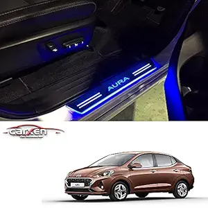 Carxen Car Accessories Door Foot Step Led Sill Plate for Hyundai Aura (Set of 4PCS, Blue)