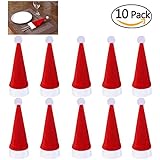 10pcs Bolsita para cubiertos,cubiertos tenedores bolsa decoración de mesa,Gorro navideño ,Gorros de santa para Decoración Navidad Cena Mesa