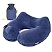 Produktbild Auxent Aufblasbares Nackenkissen Reisekissen mit Fleece-Bezug, Nackenhörnchen für Zuhause, Büro und Unterwegs im Flugzeug, Bahn, Auto und Bus, Ergonomisches Design, Königsblau