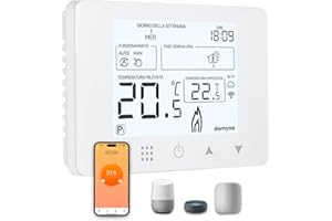 DOMYNO CRONOTERMOSTATO WIFI PROGRAMMABILE SMARTPHONE APP ALEXA TERMOSTATO CALDAIA DA PARETE O BOX 503 ALIMENTAZIONE 90-240 Vac