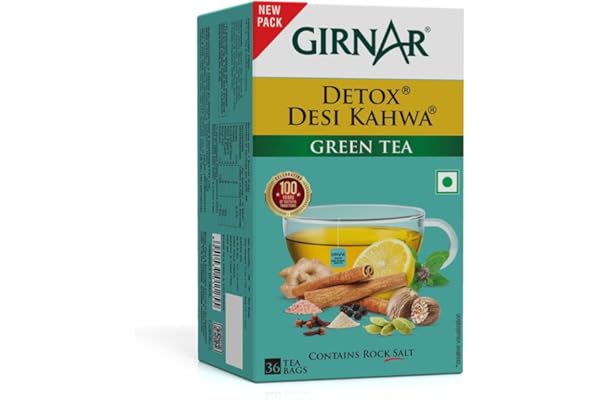 Girnar Food & Beverages Pvt. Ltd. Detox Green Tea - Desi Kahwa (36 Tea Bags) 90 gm
