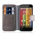 Produktbild Moto G Lederhülle | JAMMYLIZARD Handyhülle [ Retro Series ] Ledertasche Flip Case Cover Hülle Leder Schutzhülle mit Kartenfach für Motorola Moto G (1. Generation), Grau