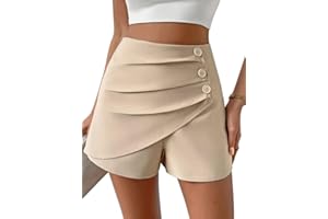 ORANDESIGNE Short Femme Ete Taille Haute Chic Et Elegant Soirée Cérémonie Tailleur Pantalon Courte Fluide Droit Habillé Travail Décontractée au Bureau Short Hot Pants