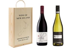 CELLAR GIFTING Wine of New Zealand - Red + White Wine Sauvignon Blanc + Pinot Noir 750ml in Double Wine Engraved Gifting Box Culture Gift