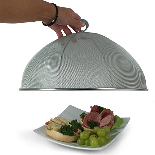 Kela 11444 Abdeckhaube mit Griff, 35 cm Durchmesser, Extra kleine Löcher, 18/10 Edelstahl, Cara, Silber - 5