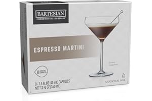 Bartesian Espresso Martini Cocktail Mixer Capsules for Cocktail Machine – Home Bar Mixology Cocktails Mix Pod Capsule Set to Use with The Cocktail Drink Maker Machine – Pack of 8