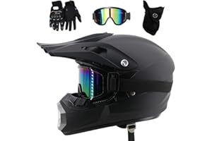 KHBTFNB Unisex Doppio Sport Casco da Motocross, con Occhiali Guanti Maschera, Gioventù Integrale Fuoristrada Città MTB ATV Moto Casco, Discesa Enduro BMX Quad Bici da Cross Incidente Casco