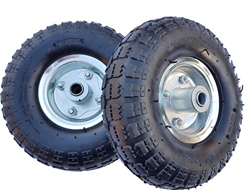 2 x Frosal Luftrad Bollerwagen Ø 260 mm 4.10/3.50-4 | Ersatzrad Reifen Sackkarre | Achse 16 mm | Rad mit Kugellager | Stahlfelge silber - 2